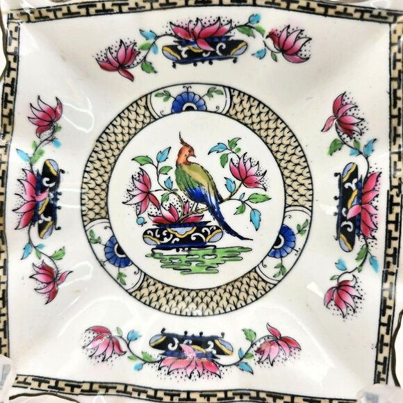 Royal Buxton Bone China Square Dish With Pheasant Bird & Floral Design jj3694 - Picture 2 of 4